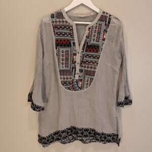 Soft Surroundings BlouseTunic Embroidery Eclectic Lagenlook CottageCore - Size M